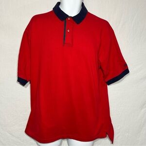 Outer Banks Men's XL Red VTG 90s AUER STEEL Logo Sleeve Polo Shirt
